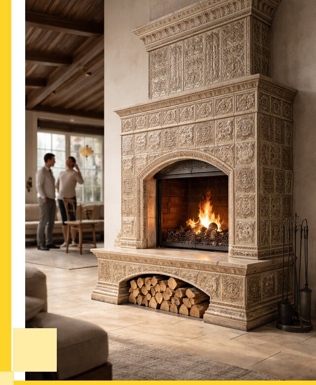 Купить изразцовый камин в Вольске от 253175 р. | ЭриданВль