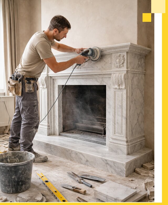 Изготовление и установка мраморных каминов в Вольске под ключ