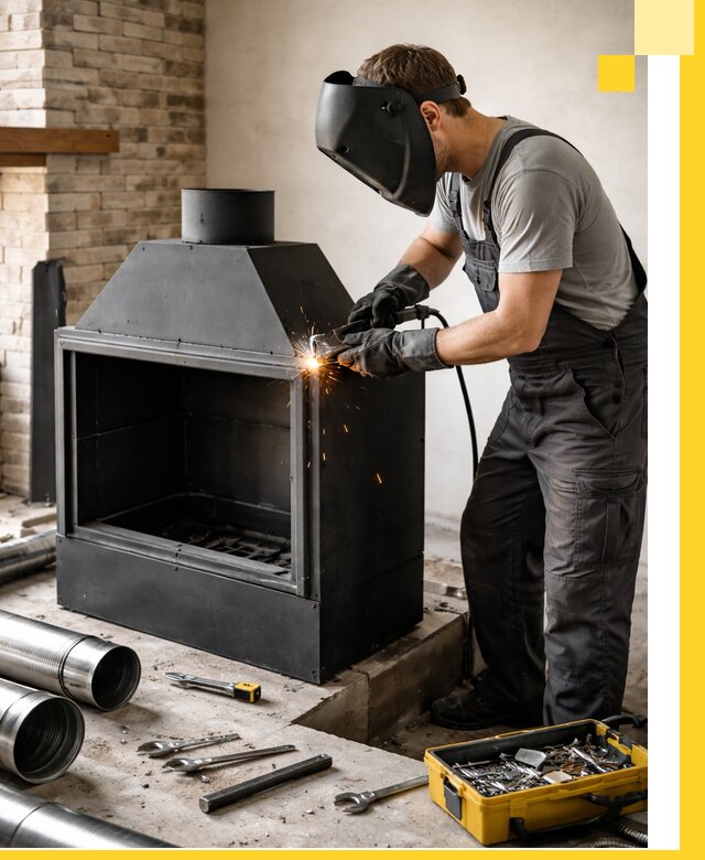 Продажа и установка металлических каминов в Вольске под ключ