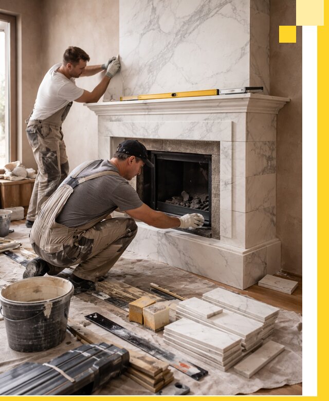 Отделка каминов в Вольске качественные облицовочные работы