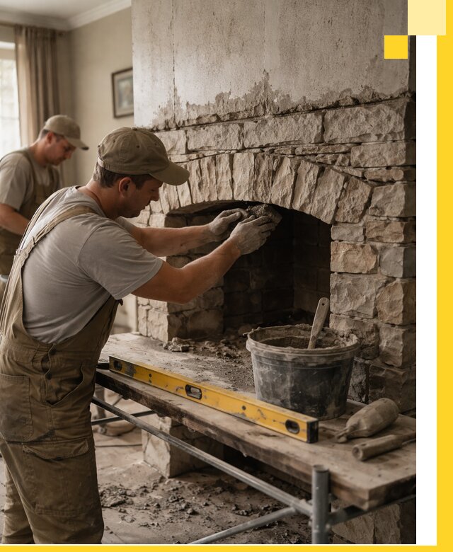 Изготовление каминов под ключ в Вольске, монтаж и отделка