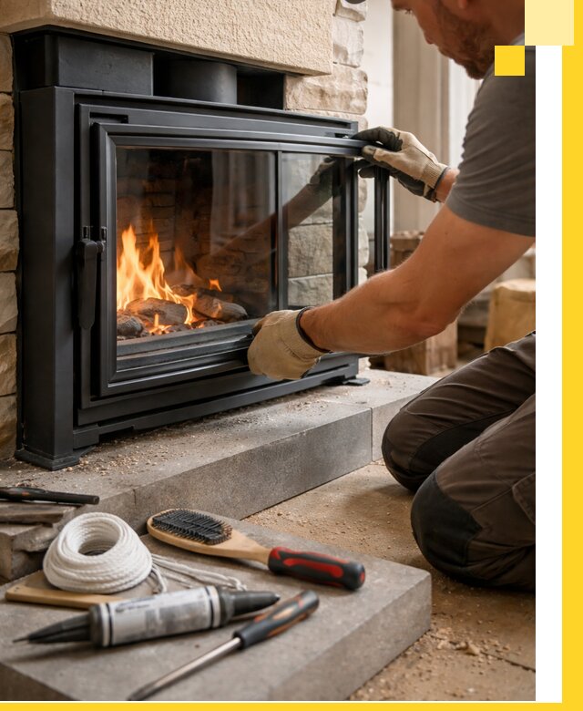 Производство, монтаж и доставка каминов со стеклом в Вольске