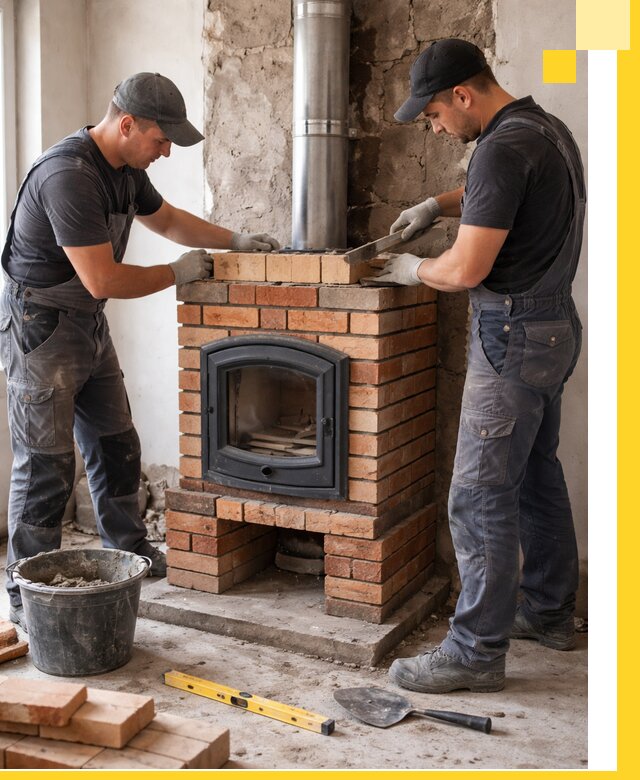 Монтаж печи камина под ключ в Вольске с гарантией и пусконаладкой