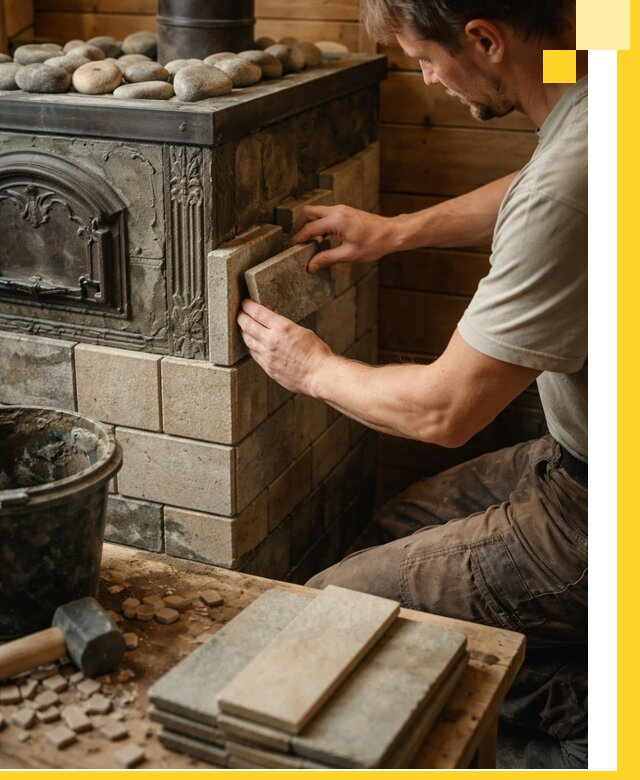 Облицовка банных печей в Вольске профессиональная отделка