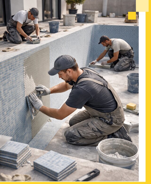 Облицовка бассейнов в Вольске плитка мозаика гидроизоляция