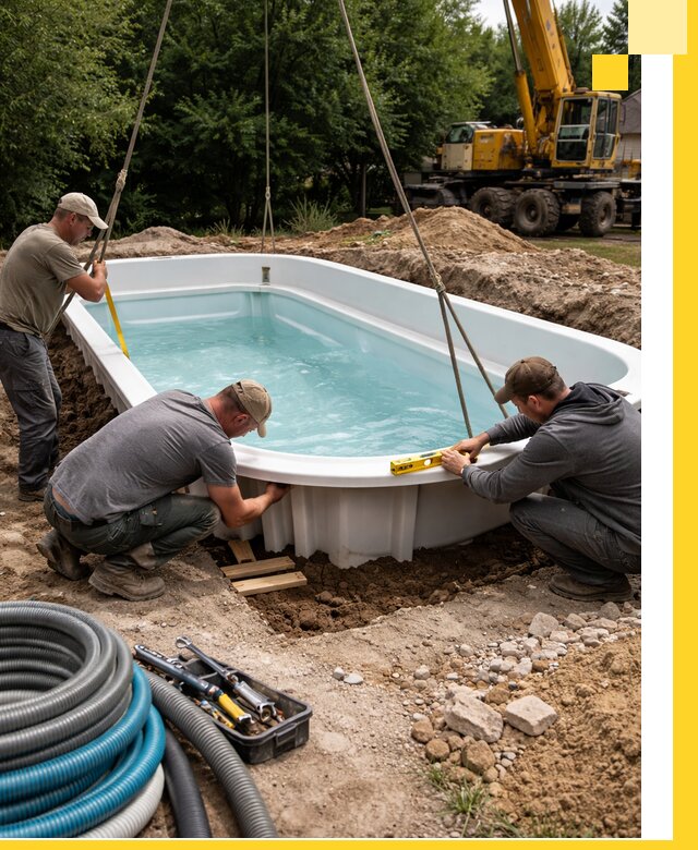 Установка и монтаж композитных бассейнов под ключ в Вольске