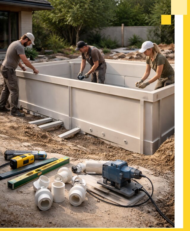 Установка полипропиленовых бассейнов под ключ в Вольске