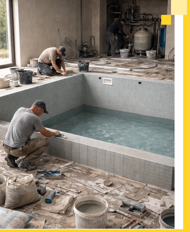 Строительство и монтаж бассейнов в помещении в Вольске