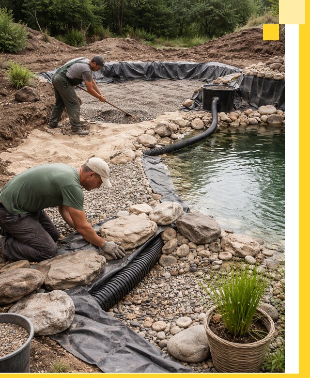 Строительство природных бассейнов и озер в Вольске под ключ