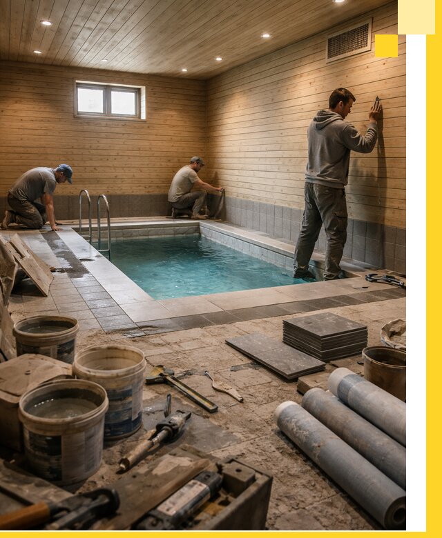 Строительство бани с бассейном и сауной под ключ в Вольске