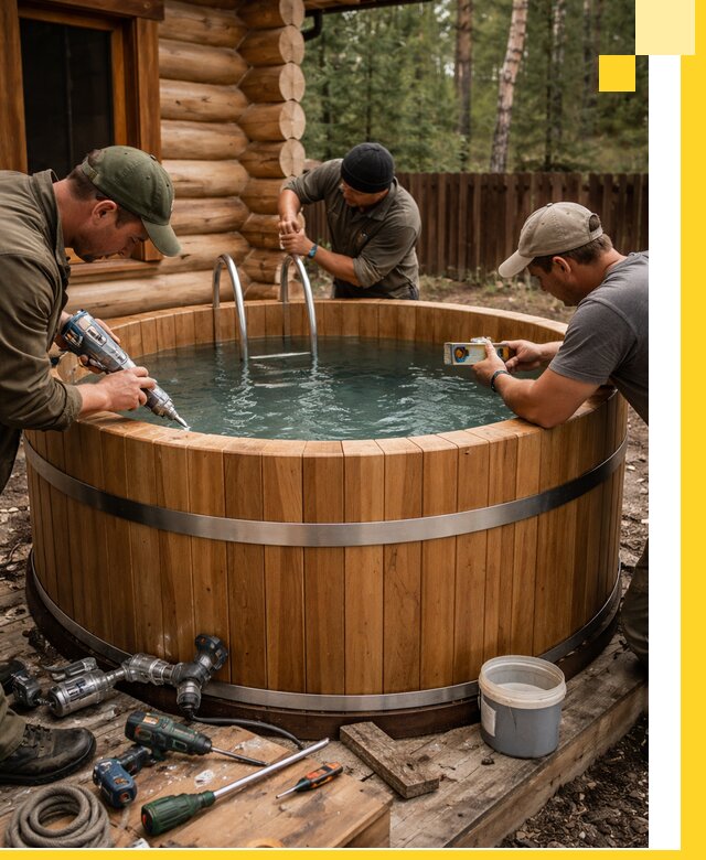 Строительство бань с купелью под ключ и отделкой в Вольске