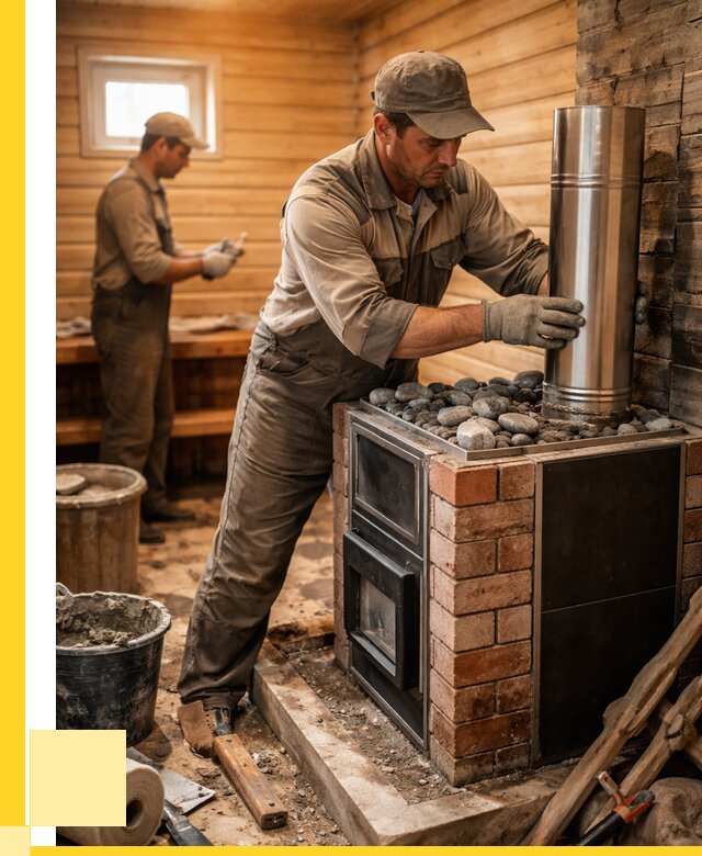 Монтаж печи в бане под ключ в Вольске от 20254 р. | ЭриданВль