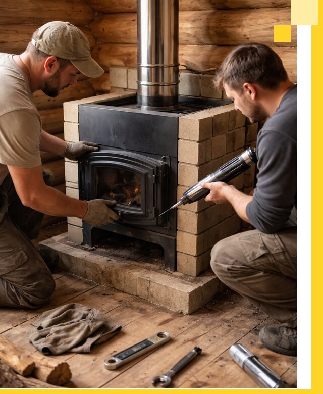 Монтаж и установка печи в бане под ключ с гарантией в Вольске