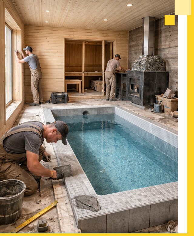 Проект бани с бассейном и сауной в Вольске под ключ