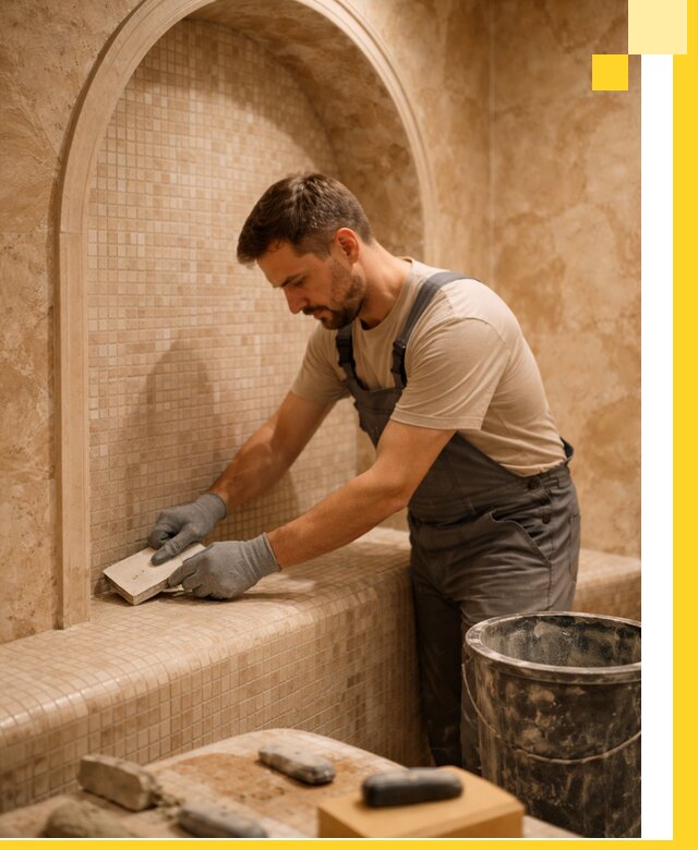 Профессиональная отделка хамамов с мозаикой под ключ в Вольске