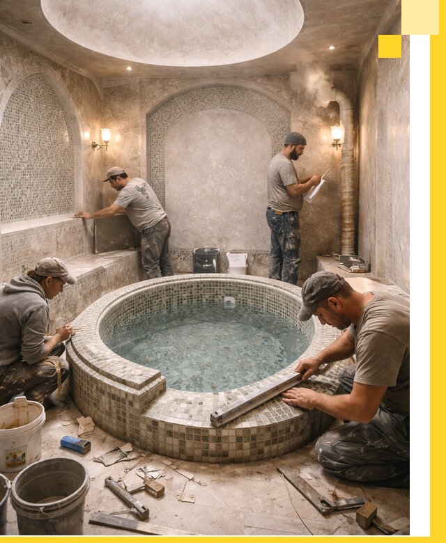 Профессиональное строительство хамама с бассейном в Вольске под ключ