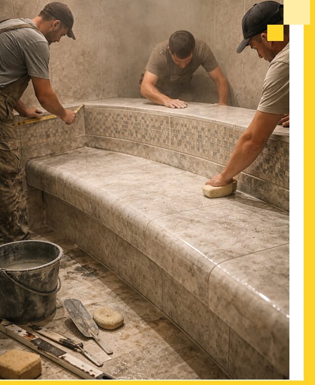 Изготовление и установка сидений для хамама в Вольске