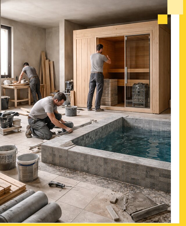 SPA зоны под ключ с бассейном сауной и печью в Вольске